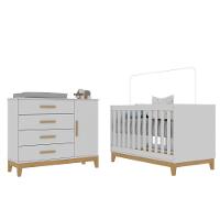 Quarto De Bebê Helen Berço 3 Em 1 Cômoda Com Porta Branco Carolina Baby - 2