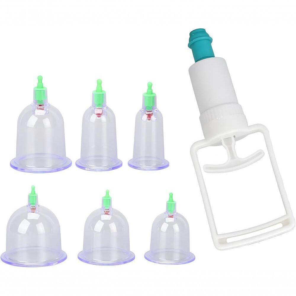 Kit Ventosas Com Bomba Ventosaterapia 6 Copos Massoterapia Chines Acumputura Terapia Succao Estetica - 1