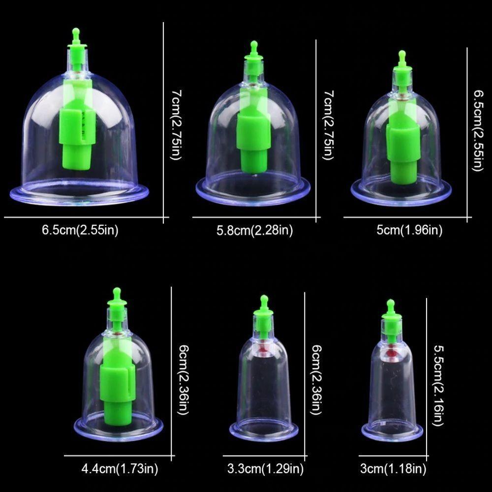 Kit Ventosas Com Bomba Ventosaterapia 6 Copos Massoterapia Chines Acumputura Terapia Succao Estetica - 3