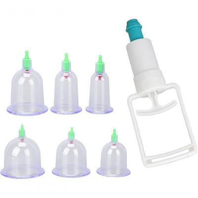 Kit Ventosas Com Bomba Ventosaterapia 6 Copos Massoterapia Chines Acumputura Terapia Succao Estetica