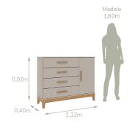 Quarto De Bebê Retrô Guarda Roupa 3 Portas Cômoda Com Porta Helen Off White Com Cinamomo Carolina Baby - 5