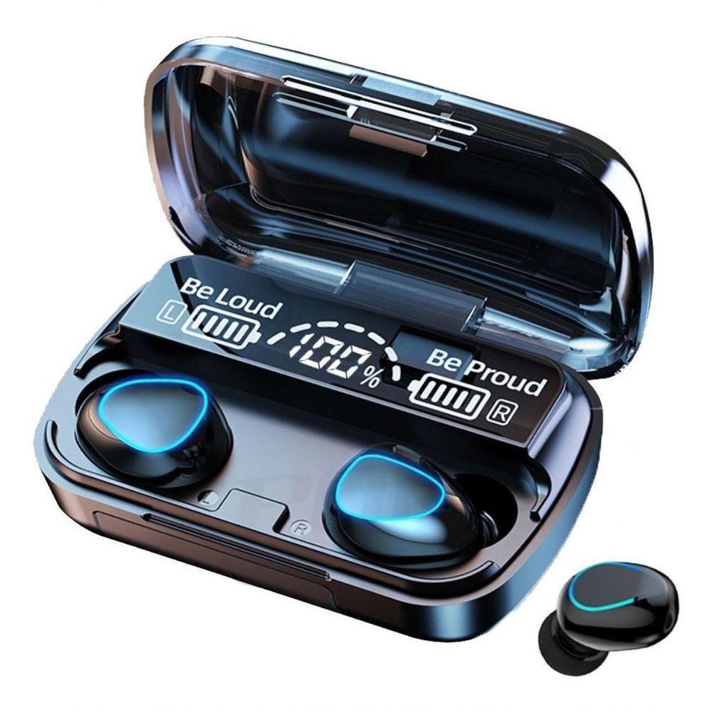 Fone Bluetooth M10 Sem Fio Display Powerbank Fone Preto - 1