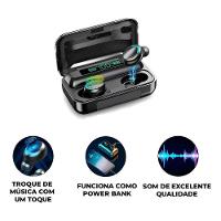 Fone Bluetooth M10 Sem Fio Display Powerbank Fone Preto - 9