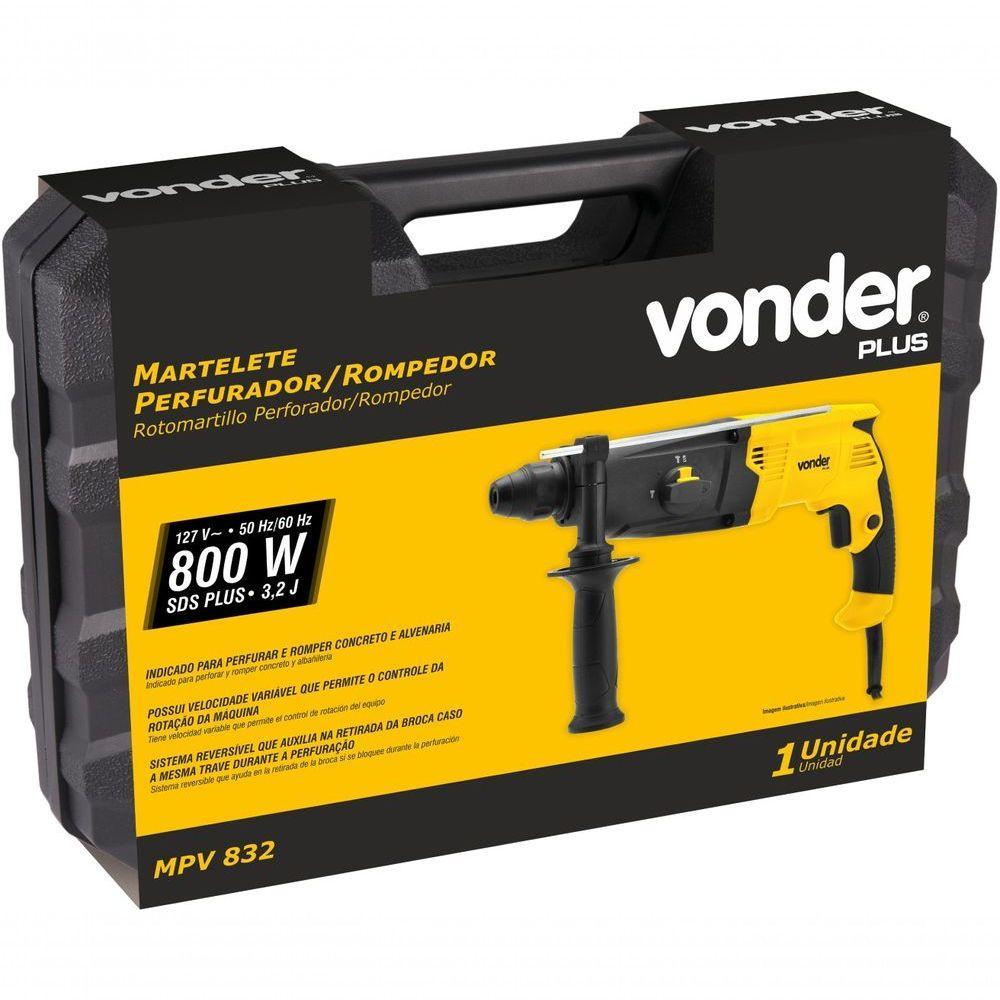 Martelete Perfurador-rompedor 800 W Mpv 832 Plus Vonder 110V - 2