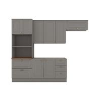 Cozinha Modulada 4 Peças 8 Portas 5 Gavetas Americana Henn Cinza - 2