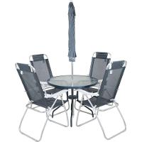 Conjunto Noronha Cinza Com Mesa 4 Cadeiras E Guarda Sol Bel - 6