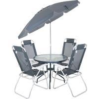 Conjunto Noronha Cinza Com Mesa 4 Cadeiras E Guarda Sol Bel - 3