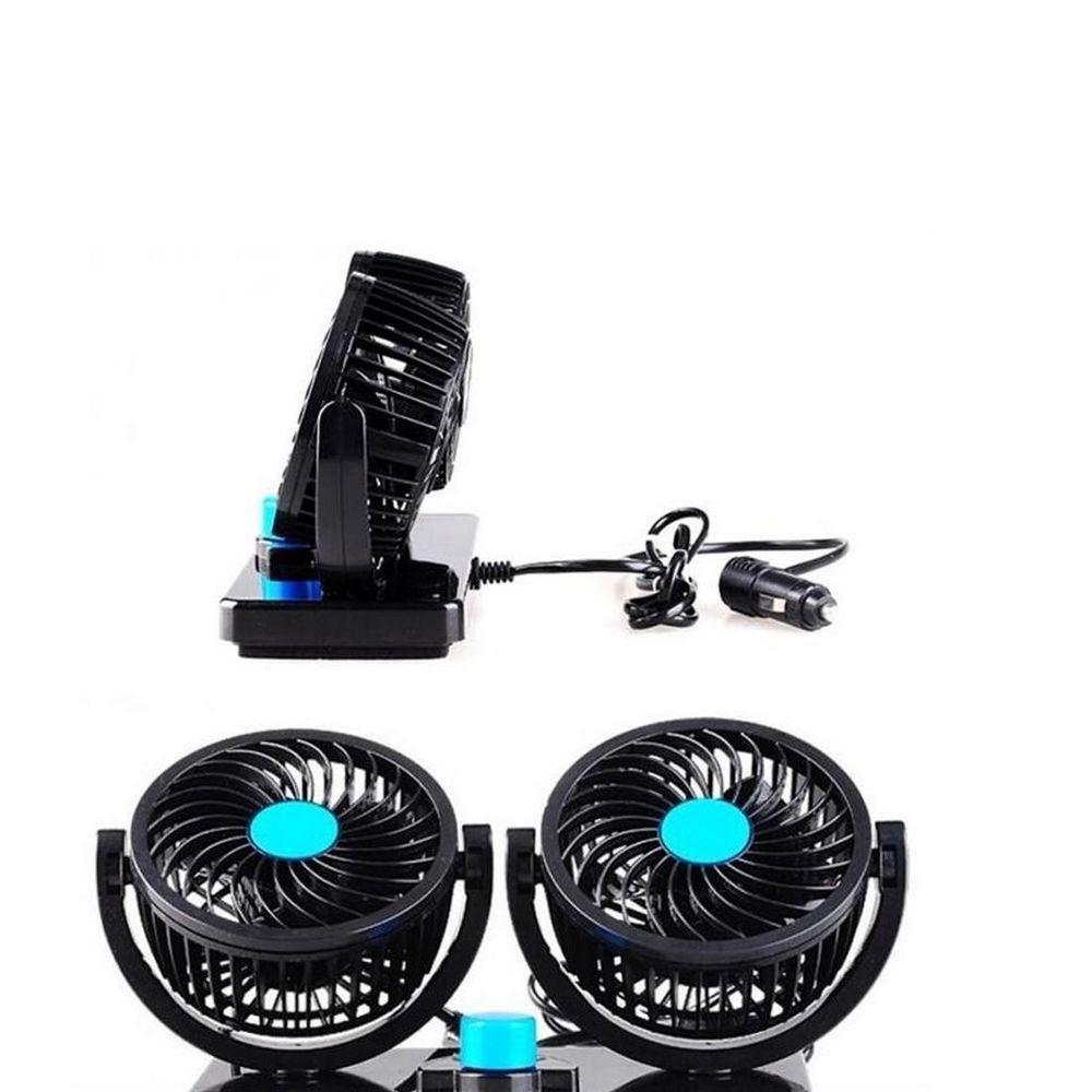 Ventilador Automotivo Duplo Rotativo Ajustavel Veicular Carro Van E Onibus 12v - 2