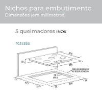 Cooktop 5 Bocas Aço Inox à Gás Suggar FG5135IX Inox Bivolt - 6