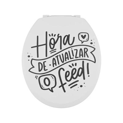 Assento Sanitário Oval Almofadado Decorado Frase Hora De Atualizar O Feed Astra