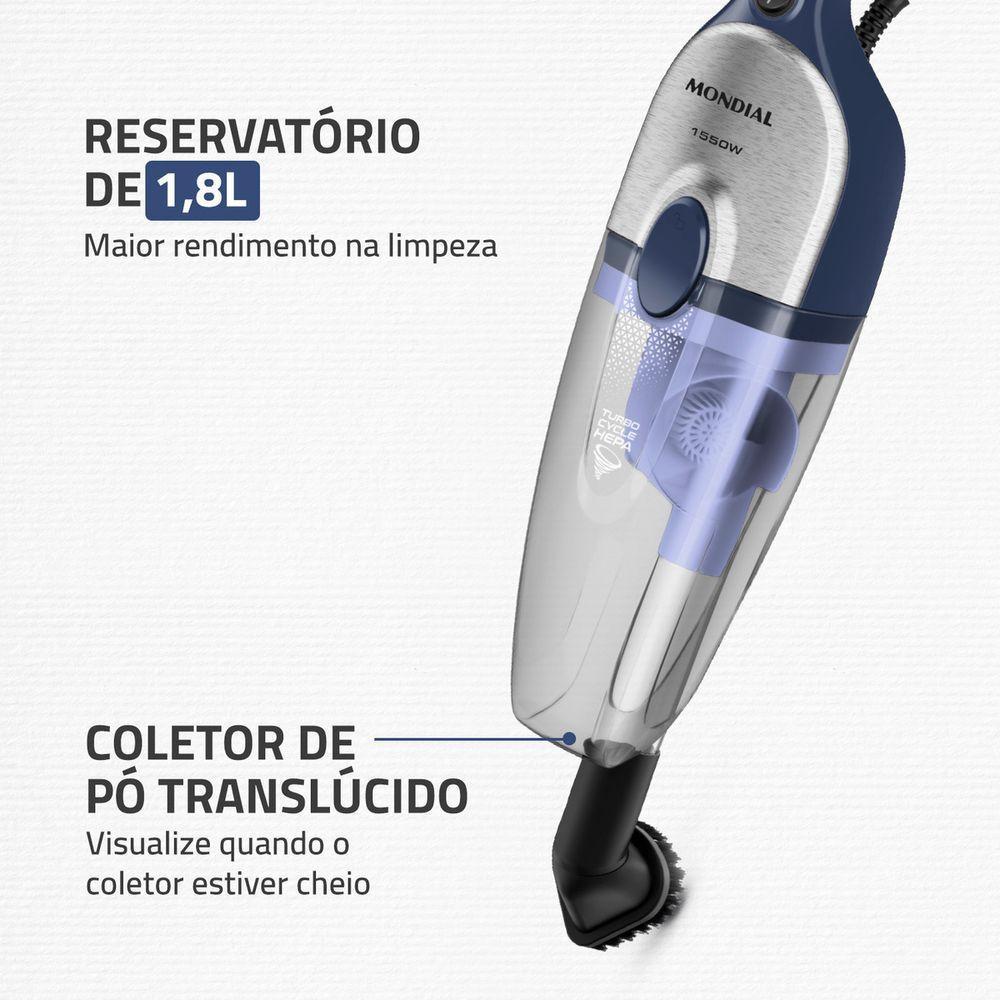Aspirador De Pó Vertical Mondial Turbo Cycle HEPA AP-41-BLI 1550W Azul Escuro Com Inox 110V - 5