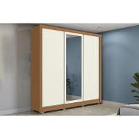 Guarda-roupa Cb07m570 3 Portas 2 Gavetas Espelhos Kappesberg Canela Com Off White - 1