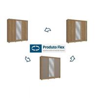 Guarda-roupa Cb07m570 3 Portas 2 Gavetas Espelhos Kappesberg Canela Com Off White - 3