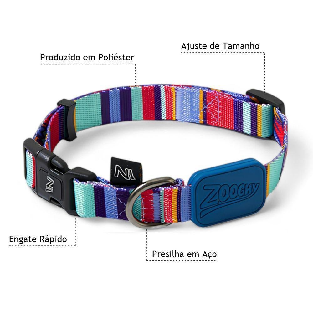 Coleira Ajustável Para Cães Com Design De Raios E Listras Azuis - Tamanho G - 2