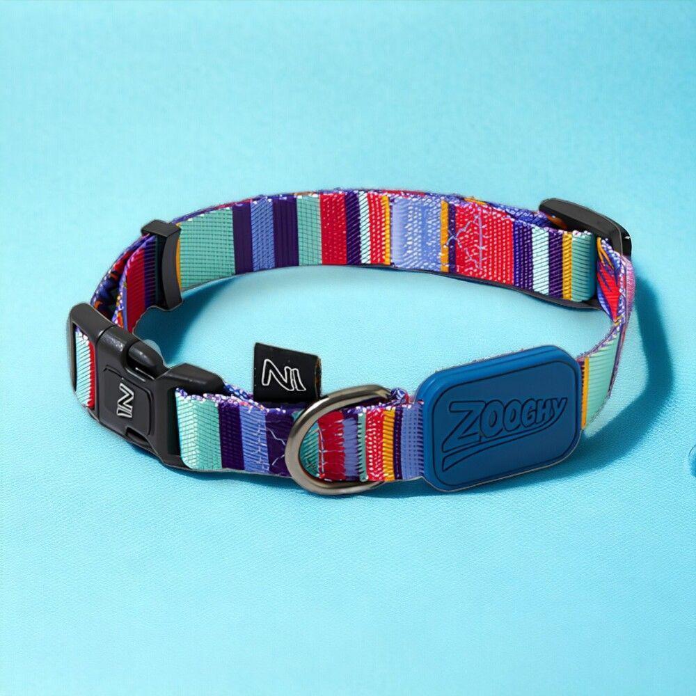 Coleira Ajustável Para Cães Com Design De Raios E Listras Azuis - Tamanho G - 3