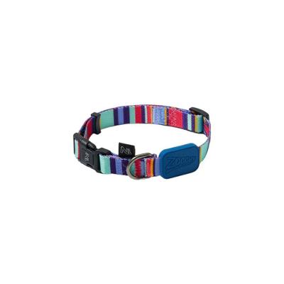 Coleira Ajustável Para Cães Com Design De Raios E Listras Azuis - Tamanho G