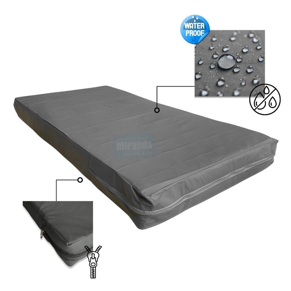 Capa Impermeável Para Colchão Casal Feita Em Napa Hospitalar 138x188x16cm - Cinza - 4