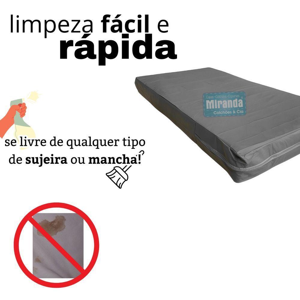 Capa Impermeável Para Colchão Casal Feita Em Napa Hospitalar 138x188x16cm - Cinza - 5