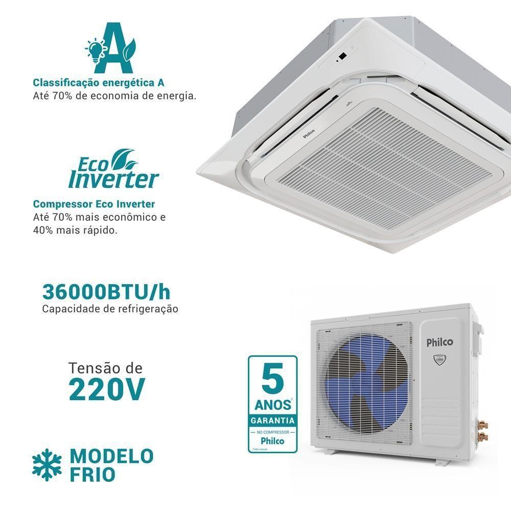 Ar Condicionado Split Philco Cassete Eco Inverter 36.000 Btu/h Frio Monofásico PAC36000ICFM16 220V - 7