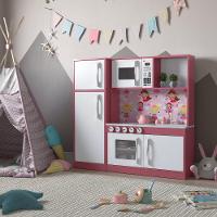 Cozinha Infantil Completa C/ Microondas Forno Fogão E Refrigerador Helena Branco E Rosa - 1