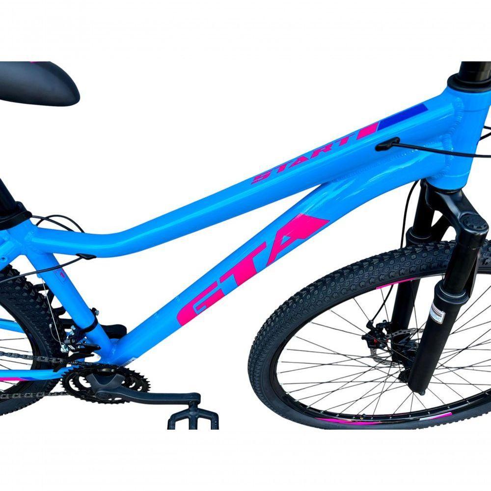 Bicicleta Aro 29 Gta Start Feminina Alumínio 27v K7 Freio A Disco Mecânico Garfo Com Suspensão- Azul/rosa - 2