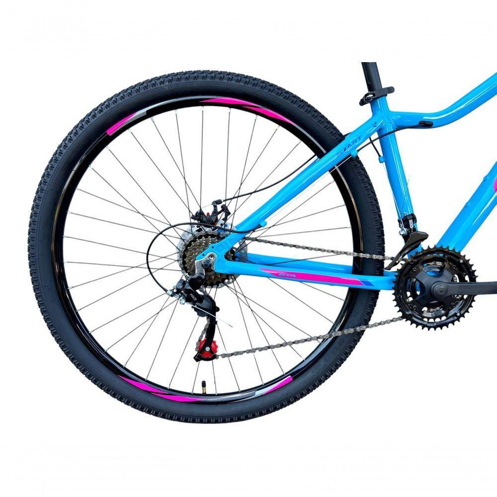 Bicicleta Aro 29 Gta Start Feminina Alumínio 27v K7 Freio A Disco Mecânico Garfo Com Suspensão- Azul/rosa - 4