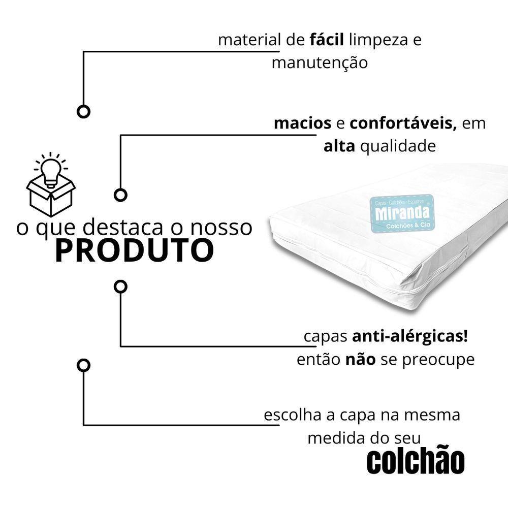 Capa Impermeável Para Colchão Casal Feita Em Napa Hospitalar 138x188x14cm - Branca - 8