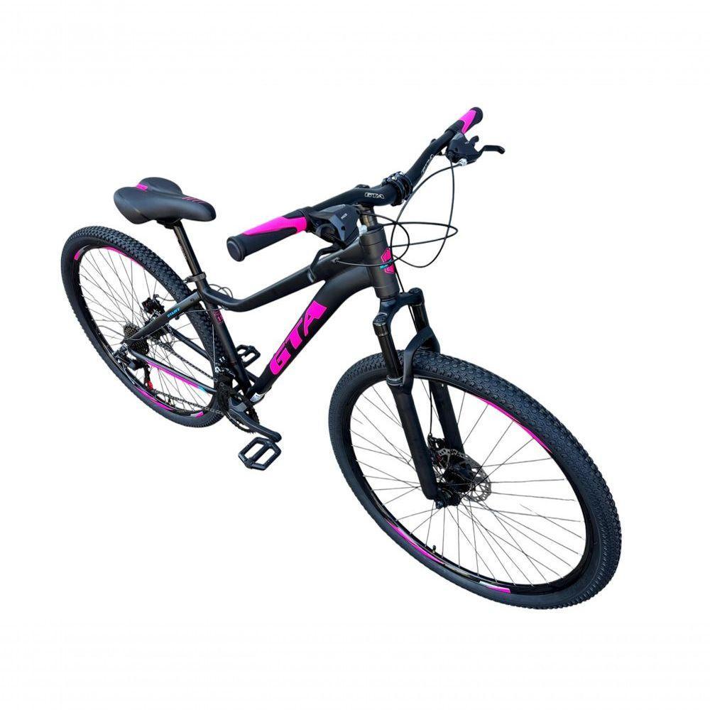 Bicicleta Aro 29 Gta Start Feminina Mtb Aluminio 21v Freio A Disco Hidraulico Garfo Suspensão - Preto/rosa Tam.15 - 3