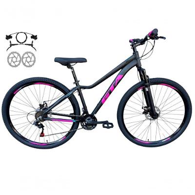 Bicicleta Aro 29 Gta Start Feminina Mtb Aluminio 21v Freio A Disco Hidraulico Garfo Suspensão - Preto/rosa Tam.15