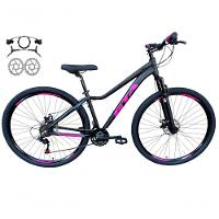 Bicicleta Aro 29 Gta Start Feminina Mtb Aluminio 21v Freio A Disco Hidraulico Garfo Suspensão - Preto/rosa Tam.15 - 1