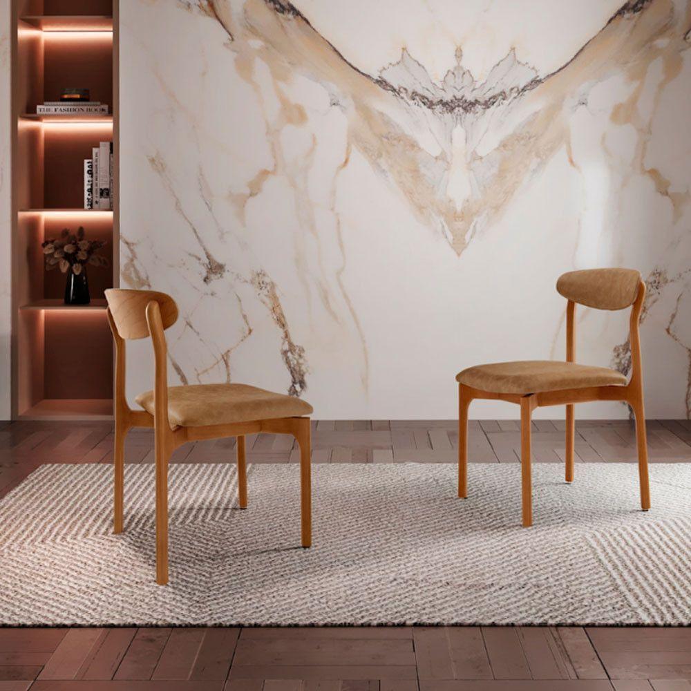 Conjunto Com 2 Cadeiras Noronha Moderna Mobília Star Caramelo Imbuia - 2