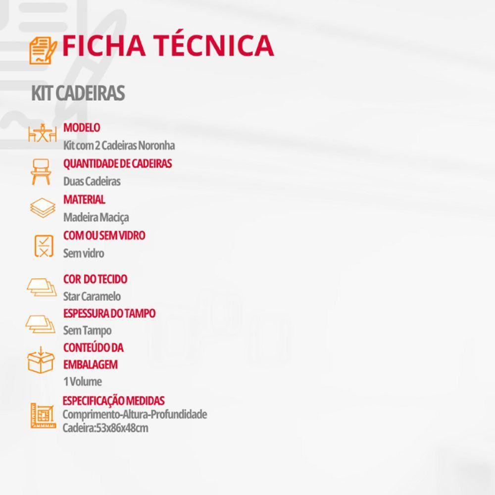 Conjunto Com 2 Cadeiras Noronha Moderna Mobília Star Caramelo Imbuia - 4
