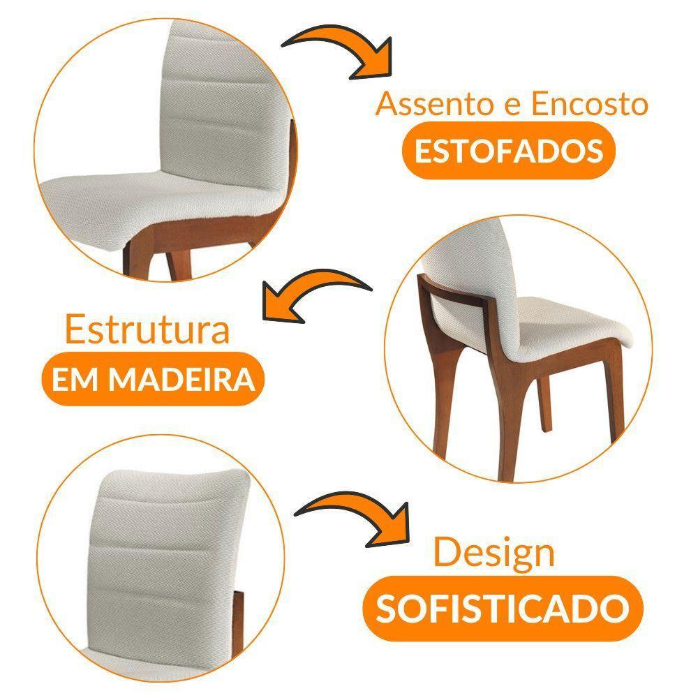 Conjunto Com 2 Cadeiras Para Mesa De Jantar Bella Mobillare Imbuia/linho Coleção - 5