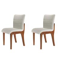 Conjunto Com 2 Cadeiras Para Mesa De Jantar Bella Mobillare Imbuia/linho Coleção - 1