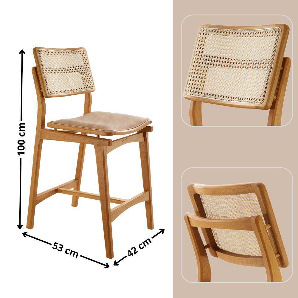 Conjunto Com 2 Banquetas Eva Premium Milano Imbuia Natural - 2