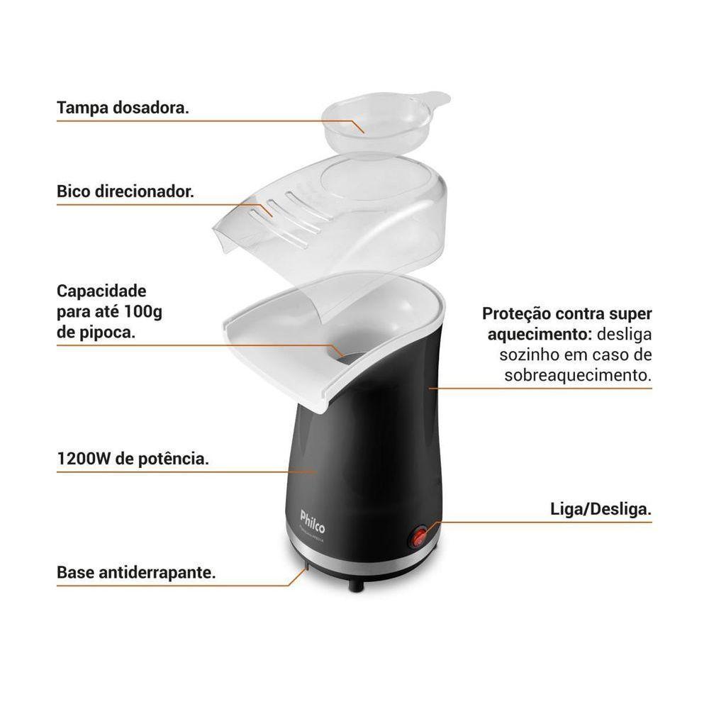 Pipoqueira Elétrica Sem Óleo Philco 1200W PPIE01A 220V - 5