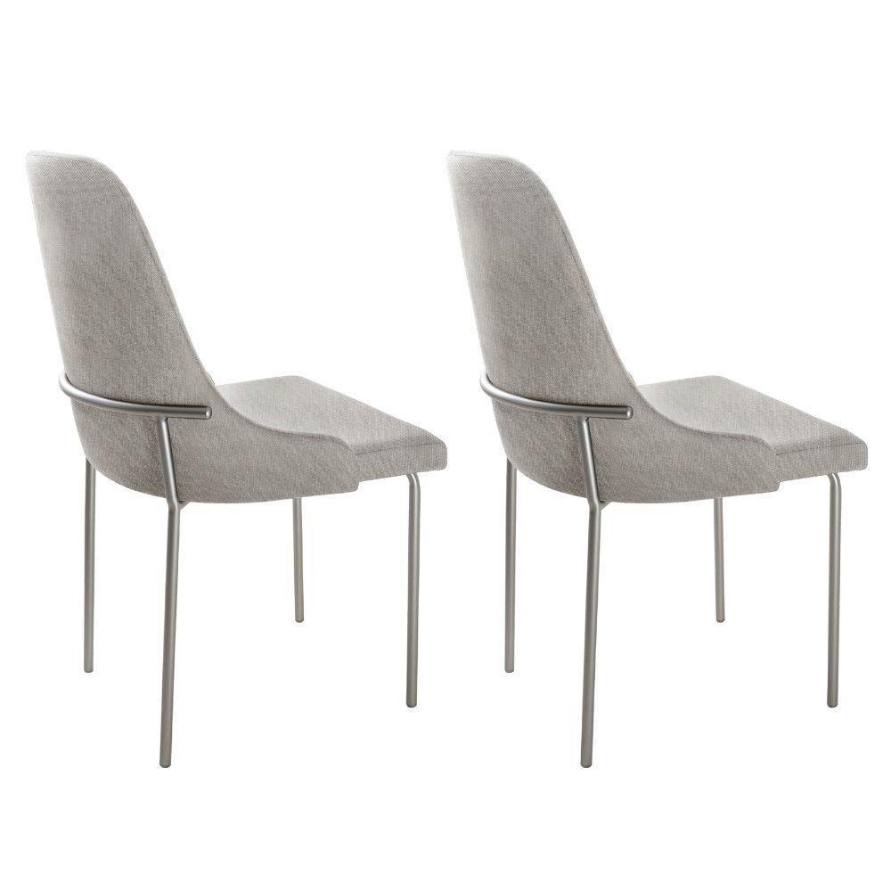 Conjunto Com 2 Cadeiras Metal Vicenza Moderna Mobilia Luna Prata - 2