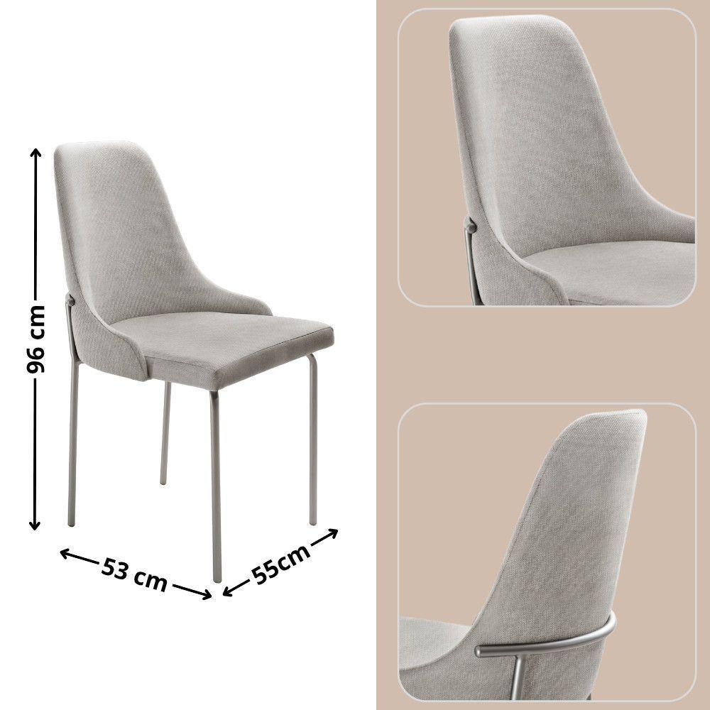 Conjunto Com 2 Cadeiras Metal Vicenza Moderna Mobilia Luna Prata - 3