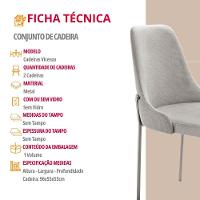Conjunto Com 2 Cadeiras Metal Vicenza Moderna Mobilia Luna Prata - 6