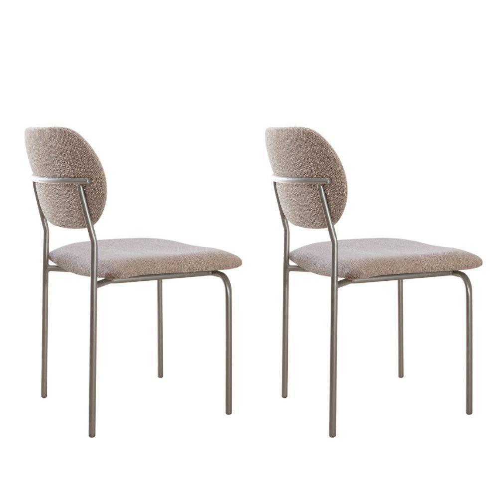 Conjunto Com 2 Cadeiras Metal Marchezine Moderna Mobilia Brisa Prata - 2