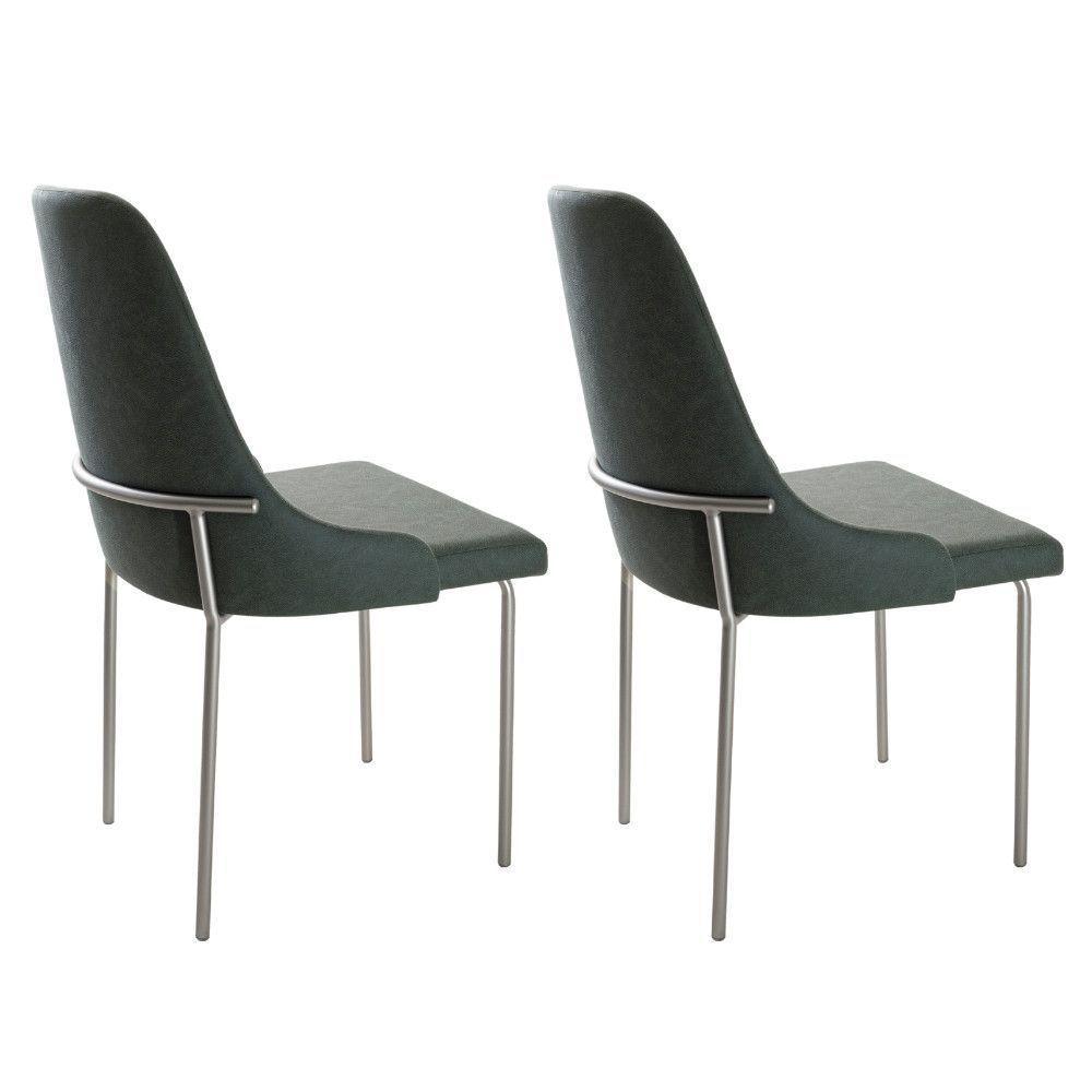 Conjunto Com 2 Cadeiras Metal Vicenza Moderna Mobilia Jade Prata - 2