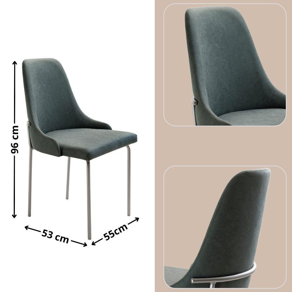 Conjunto Com 2 Cadeiras Metal Vicenza Moderna Mobilia Jade Prata - 3