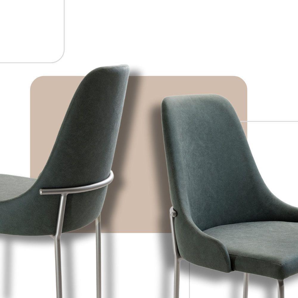 Conjunto Com 2 Cadeiras Metal Vicenza Moderna Mobilia Jade Prata - 4