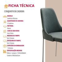 Conjunto Com 2 Cadeiras Metal Vicenza Moderna Mobilia Jade Prata - 6