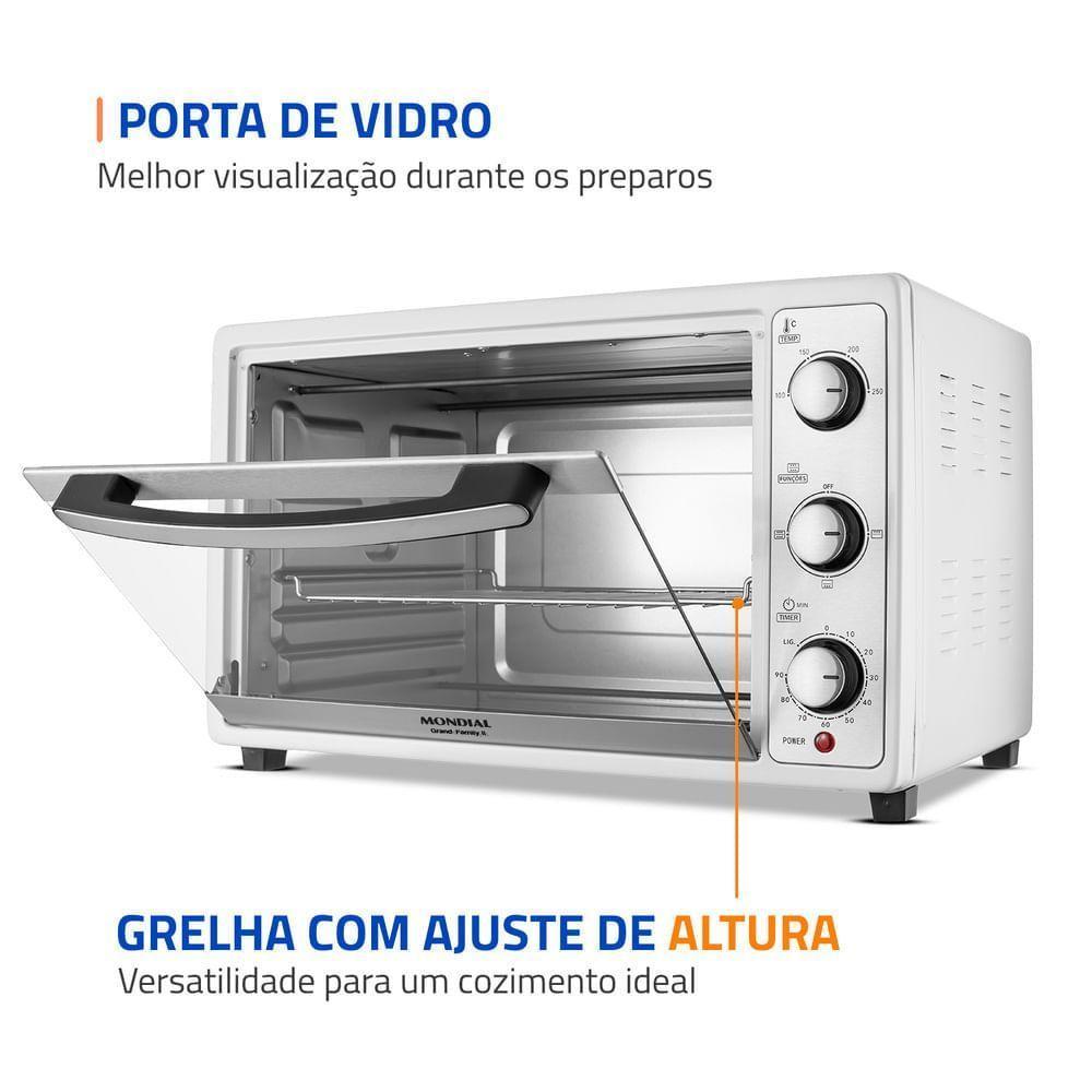 Forno Elétrico 52L Grand Family II Mondial Branco/Inox 1800w FRN-52-W 220V - 6