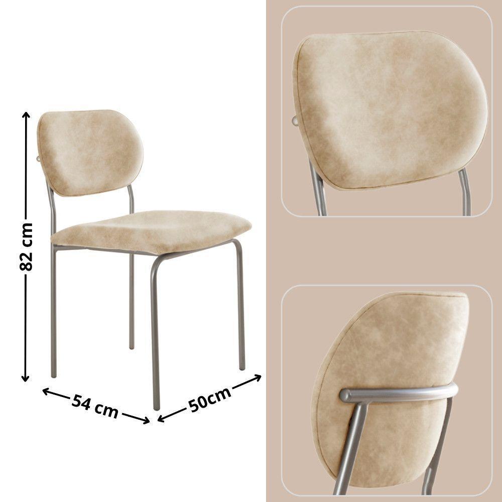 Conjunto Com 2 Cadeiras Metal Marchezine Moderna Mobilia Milano Prata - 3