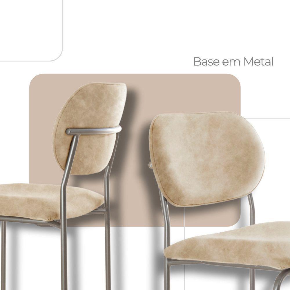 Conjunto Com 2 Cadeiras Metal Marchezine Moderna Mobilia Milano Prata - 4