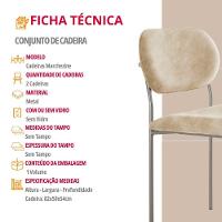 Conjunto Com 2 Cadeiras Metal Marchezine Moderna Mobilia Milano Prata - 5