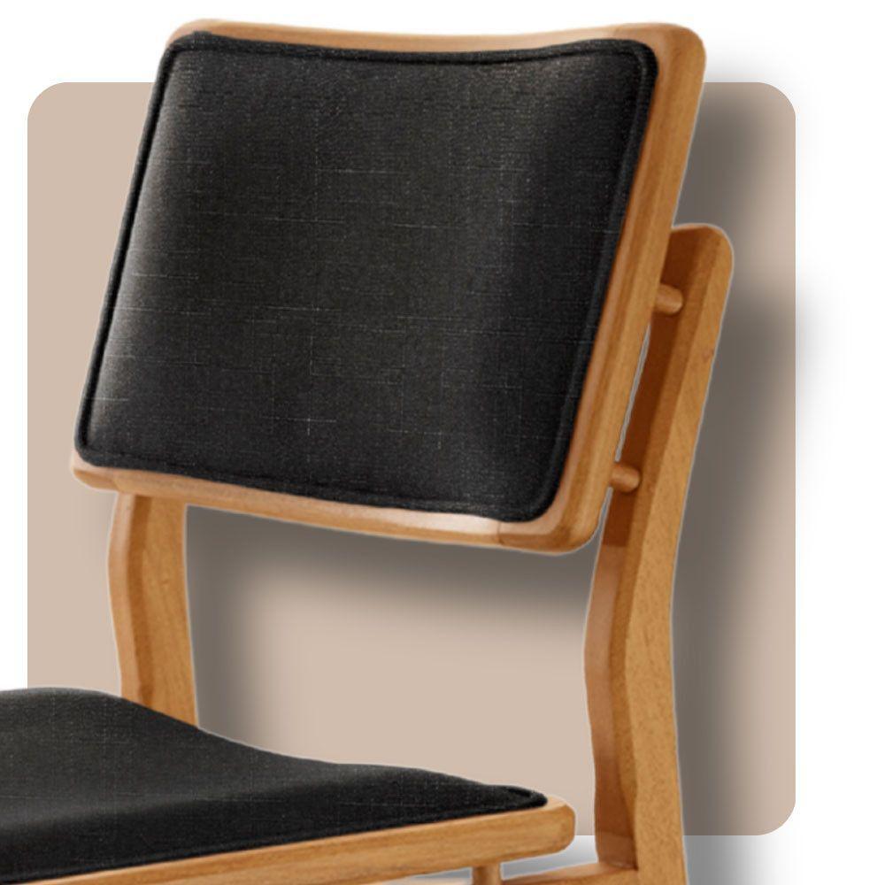 Conjunto Com 2 Banquetas Eva Moderna Linho Preto Imbuia Natural - 4