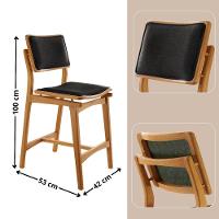 Conjunto Com 2 Banquetas Eva Moderna Linho Preto Imbuia Natural - 2